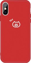 Voor iphone xs / x klein varken patroon kleurrijke frosted tpu telefoon beschermhoes (rood)