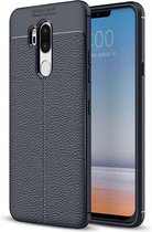 Voor LG G7 ThinQ Litchi Texture Soft TPU beschermende achterkant van de behuizing (marineblauw)