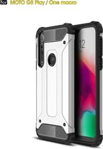 Voor Moto G8 Play Magic Armor TPU + PC Combinatie Case (Zilver)