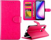 Voor Vivo Y19 / U3 / Y5s / U20 Crazy Horse Texture Leather Horizontale Flip Beschermhoes met houder & kaartsleuven & portemonnee & fotolijst (magenta)