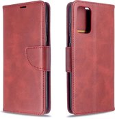Voor Galaxy S20 + Retro lamsvel Textuur Zuivere kleur Horizontale Flip PU lederen tas met houder & kaartsleuven & portemonnee & Lanyard (rood)