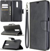 Voor xiaomi redmi k30 retro lamsvacht textuur pure kleur horizontale flip pu lederen case met houder & kaartsleuven & portemonnee & lanyard (zwart)