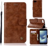 Voor ASUS Zenfone 4 Max ZC520KL Retro koperen gesp Crazy Horse Horizontale Flip PU lederen tas met houder & kaartsleuven & portemonnee & lanyard (bruin)