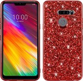 Plating Glittery Powder Shockproof TPU Case voor LG G8 ThinQ (rood)