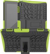 Voor Lenovo Tab E10 Tire Texture Shockproof TPU + PC beschermhoes met houder (groen)
