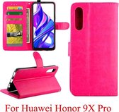 Voor Huawei Honor 9X Pro Crazy Horse Texture Horizontaal Flip Leren Case met Houder & Kaartsleuven & Portemonnee & Fotolijst (Magenta)