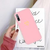 Voor Galaxy A50 Golden Love Heart Pattern Frosted TPU beschermhoes (roze)