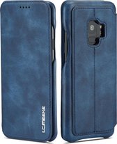 ForGalaxy S9 Hon Ancient Series lederen tas met kaartsleuven en houder en portemonnee (blauw)
