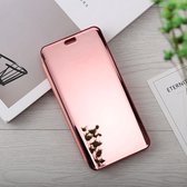 Gebogen Streamer Plating schokbestendige lederen tas voor One Plus 6T, met houder en slaap / waakfunctie (rosÃ©goud)