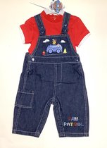 Paw Patrol tuinpak / salopette - geborduurd - rood - maat 74 (9-12 maanden)