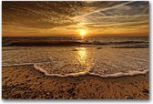 MN Collections - Schilderij - Seascape Photography. - Wit, Bruin, Geel En Oranje - 105 X 70 Cm