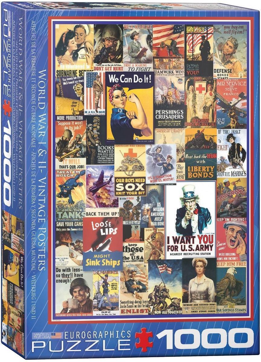 Eurographics - Eerste en Tweede Wereldoorlog Vintage Posters [WWI & WWII Vintage Posters] - 1000 stukjes 48×68cm (b×h) - Legpuzzel