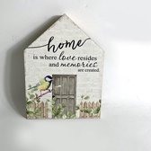 Houten blok, 15x20x2,5cm  - Home is where love resides and...