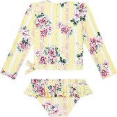 Seafolly Nannas House L/S Rashie Set - Kinder Tankini Lange Mouw Setje Geel Gebloemd - Maat 110