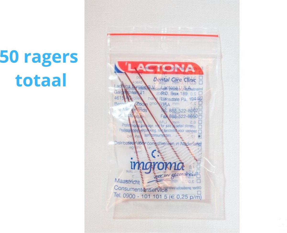 Goedkoopste Lactona Interdentaal Ragers - XX-Large 12mm - Donkerrood - 10 gripzak x 5 stuks - Voordeelpakket