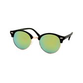 Heren Zonnebril - Dames Zonnebril - Rond - Zwart - Groen Geel Spiegelglazen - UV400
