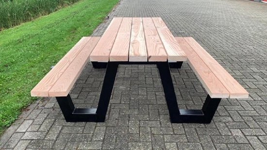 Volharding weigeren module Picknicktafel| stalen frame| douglas hout| robuuste tuintafel| industrieel  | 250 cm|... | bol.com