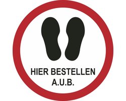 Hier bestellen a.u.b. ronde vloersticker, 30 cm (rood) - Corona - COVID-19