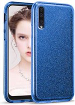 Samsung Galaxy A30S Hoesje Glitters Siliconen TPU Case Blauw - BlingBling Cover