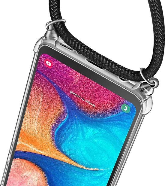 Samsung Galaxy A30 Telefoonhoesje met koord - Kettinghoesje - Anti Shock -  Transparant... | bol