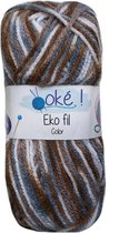 Oke Eko fil gemeleerd acryl garen - bruin grijs (318) - naald 3,5 a 4 - 5 bollen