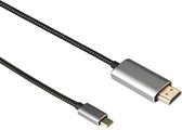 NÖRDIC USBC-N1305, USB-C naar HDMI kabel, Ultra HD 4K 60Hz, 0.5 meter, Space grey