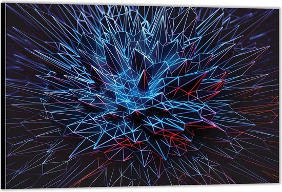 Dibond –Abstracte Lichtgevende Strepen– 120x80 Foto op Aluminium (Wanddecoratie van metaal)