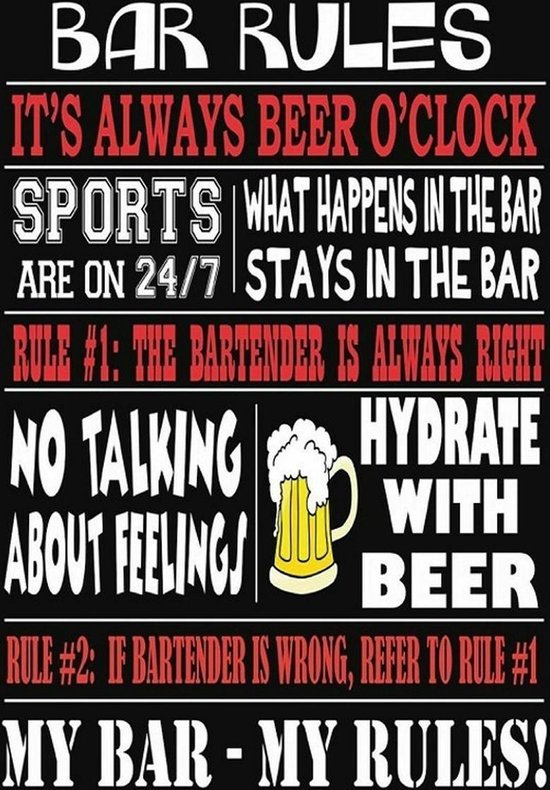 Wandbord - Bar Rules