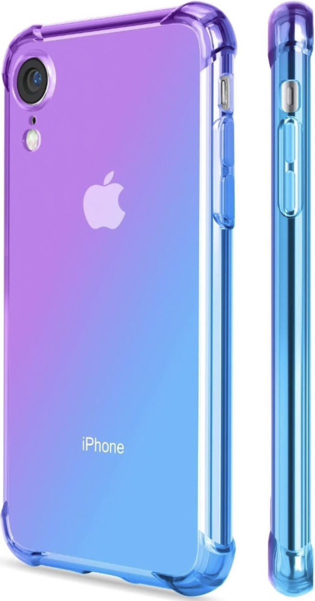 Geschikt voor Apple iPhone XR Backcover - Paars / Blauw - Shockproof TPU