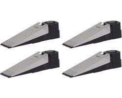 4x Zwarte anti inbraak deurstoppers/deurwiggen met alarm 16 cm - 100 dB - Huisbeveiliging - Beveiligingsysteem - Anti-inbraak alarmen - Deurstoppers/deurwiggen