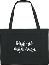 Blijf uit mijn aura Rustaagh shopping bag - shopper - tas - boodschappentas - handig - zwart - tekst - bedrukt