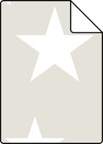Proefstaal ESTAhome behangpapier grote en kleine sterren lichtgrijs en wit - 128866 - 26,5 x 21 cm