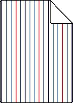 Proefstaal ESTAhome behangpapier strepen blauw en rood - 137308 - 26,5 x 21 cm