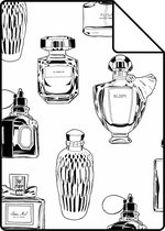 Proefstaal ESTAhome behangpapier parfum flesjes zwart wit - 138855 - 26,5 x 21 cm