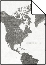 Proefstaal ESTAhome behangpapier vintage wereldkaarten donkergrijs - 138973 - 26,5 x 21 cm
