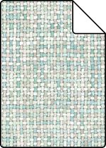 Proefstaal ESTAhome behangpapier geweven linnenstructuur vergrijsd mintgroen - 148662 - 26,5 x 21 cm