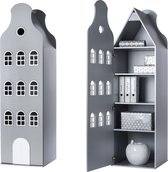 Klokgevel kast Amsterdam. Kast van een Huis. 198/55/55 cm. Silver.