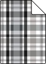 Proefstaal ESTAhome behang ruiten zwart en grijs - 138821 - 26,5 x 21 cm