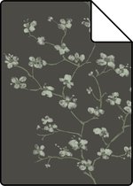 Proefstaal ESTAhome behang bloesemtakken zwart - 148737 - 26,5 x 21 cm