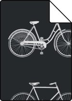 Proefstaal ESTAhome behang fietsen zwart en wit - 128503 - 26,5 x 21 cm