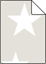Proefstaal ESTAhome behang grote en kleine sterren lichtgrijs en wit - 128866 - 26,5 x 21 cm