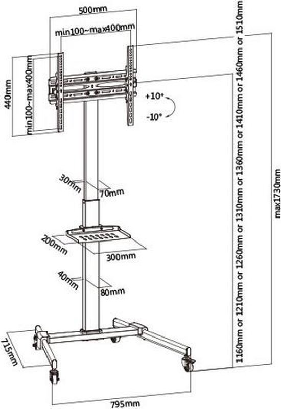 MyWall Draagbare TV Standaard HT10 - Beugels en Meer