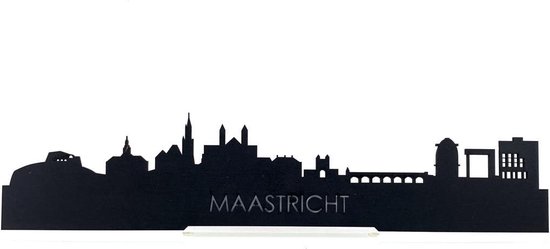 Standing Skyline Maastricht Zwart hout - 60 cm - Woondecoratie design - Decoratie om neer te zetten en om op te hangen - Meer steden beschikbaar - Cadeau voor hem - Cadeau voor haar - Jubileum - Verjaardag - Housewarming - Interieur - WoodWideCities