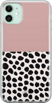 iPhone 11 hoesje siliconen - Stippen roze | Apple iPhone 11 case | TPU backcover transparant