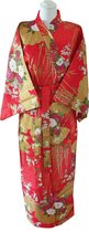 ORIGINELE JAPANSE KIMONO MET BLOEMEN DESSIN (ROOD) (KATOEN) (MAAT ZIE PRODUCTBESCHRIJVING !)