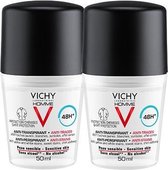 Vichy Homme Vichy Vichy Deodorantdorant roller 48 uur anti-vlekken - 2 x 50ml