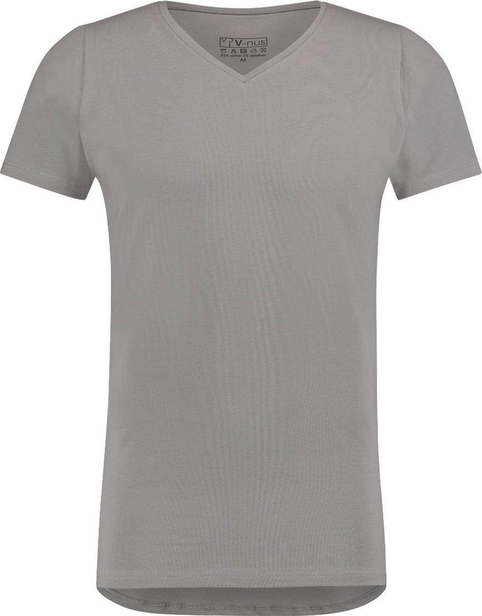 T-shirt Diepe V Hals Stretch Grijs 6-pack -XL