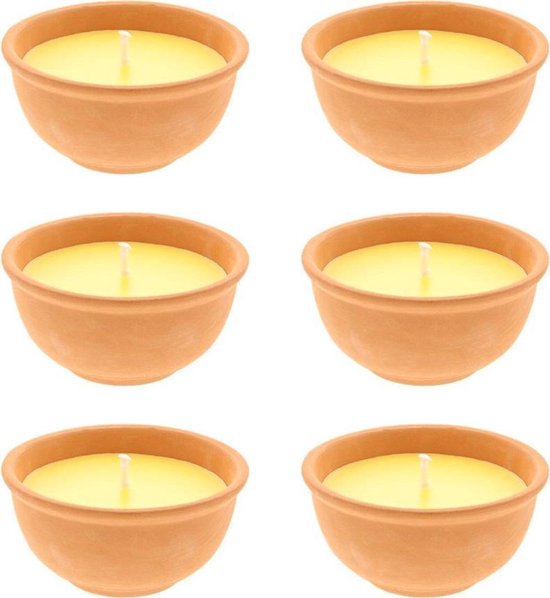 Citronellakaars in terracotta pot | Anti-mug 6 stuks | bol.com