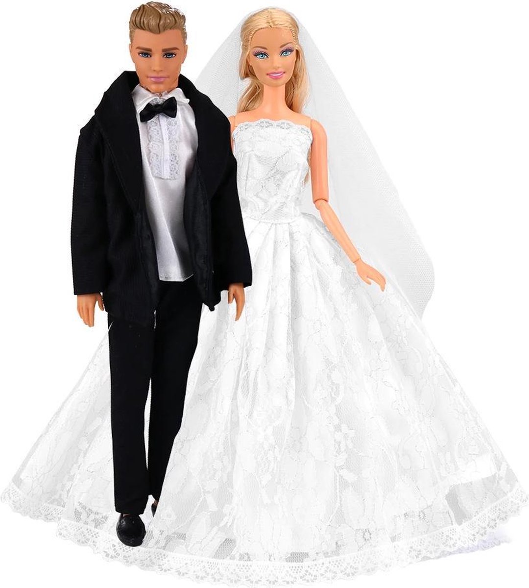 Modepoppen bruiloft kleding: Bruidsjurk en Trouwpak - past op barbie en Ken  | bol.com