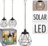 Home & Styling - Solar buiten hanglamp - Zwarte metalen industriële look - LED
